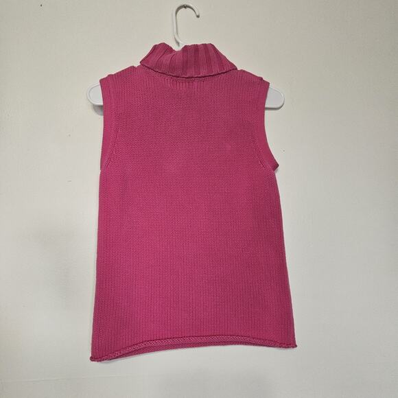 Vtg Sleeveless Turtleneck Sweater Womens M Pink 90s Preppy Boho Y2K Barbie Retro - Picture 6 of 9